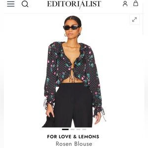 For Love And Lemons Rosen Black and Pink Floral Blouse